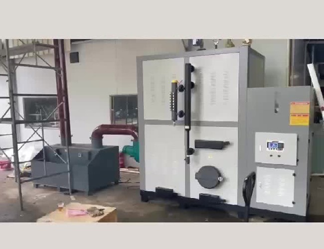廣西南寧做鮮食玉米客戶用1噸生物質(zhì)蒸汽發(fā)生器+1噸凈水機配套漂燙線、殺菌鍋安裝完成